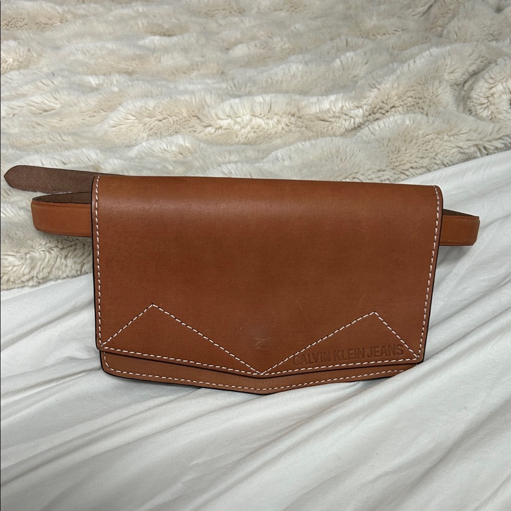 Calvin Klein brown leather belt bag size small/medium